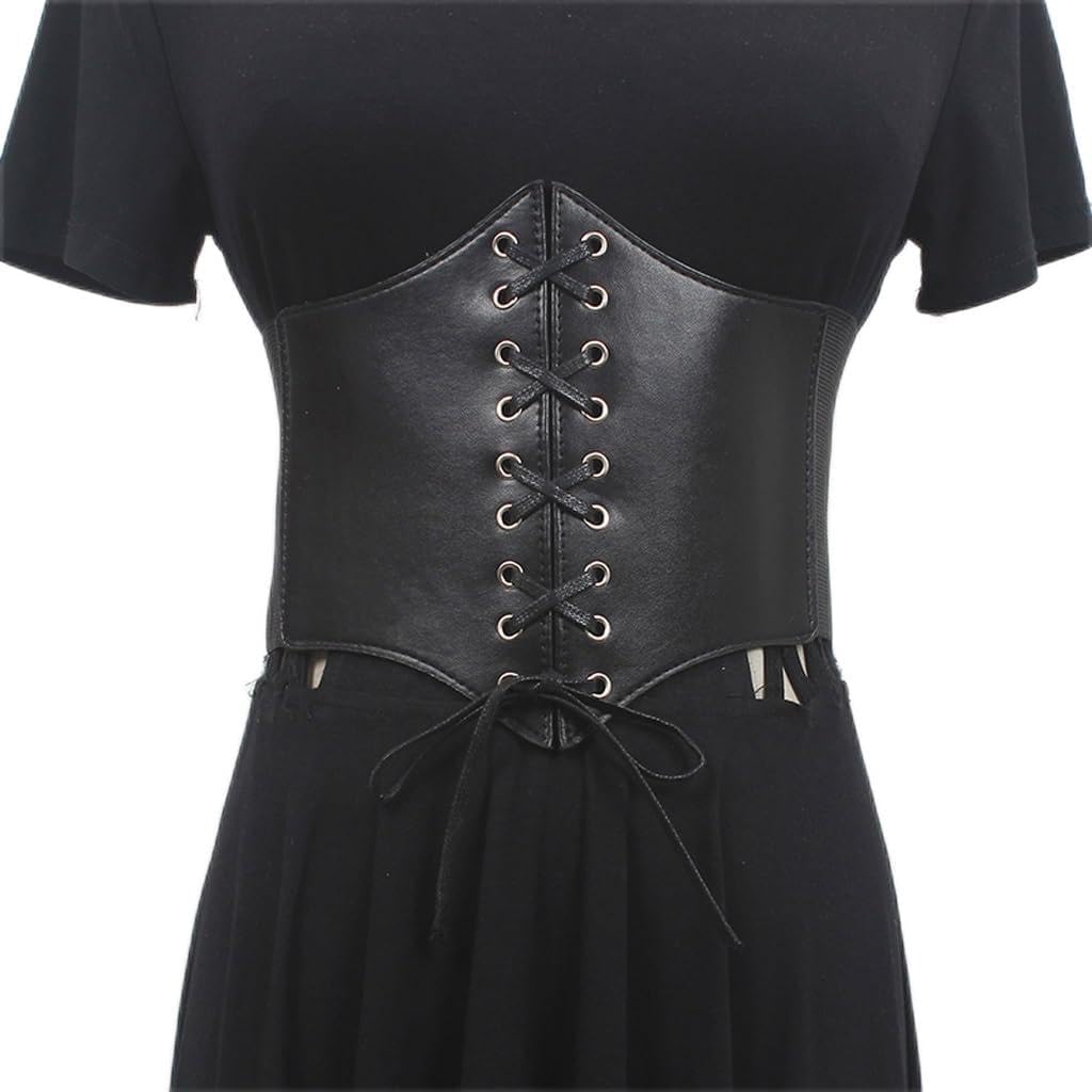 Waist wrap women's wide black strap waist trim with a dress corset coat all match