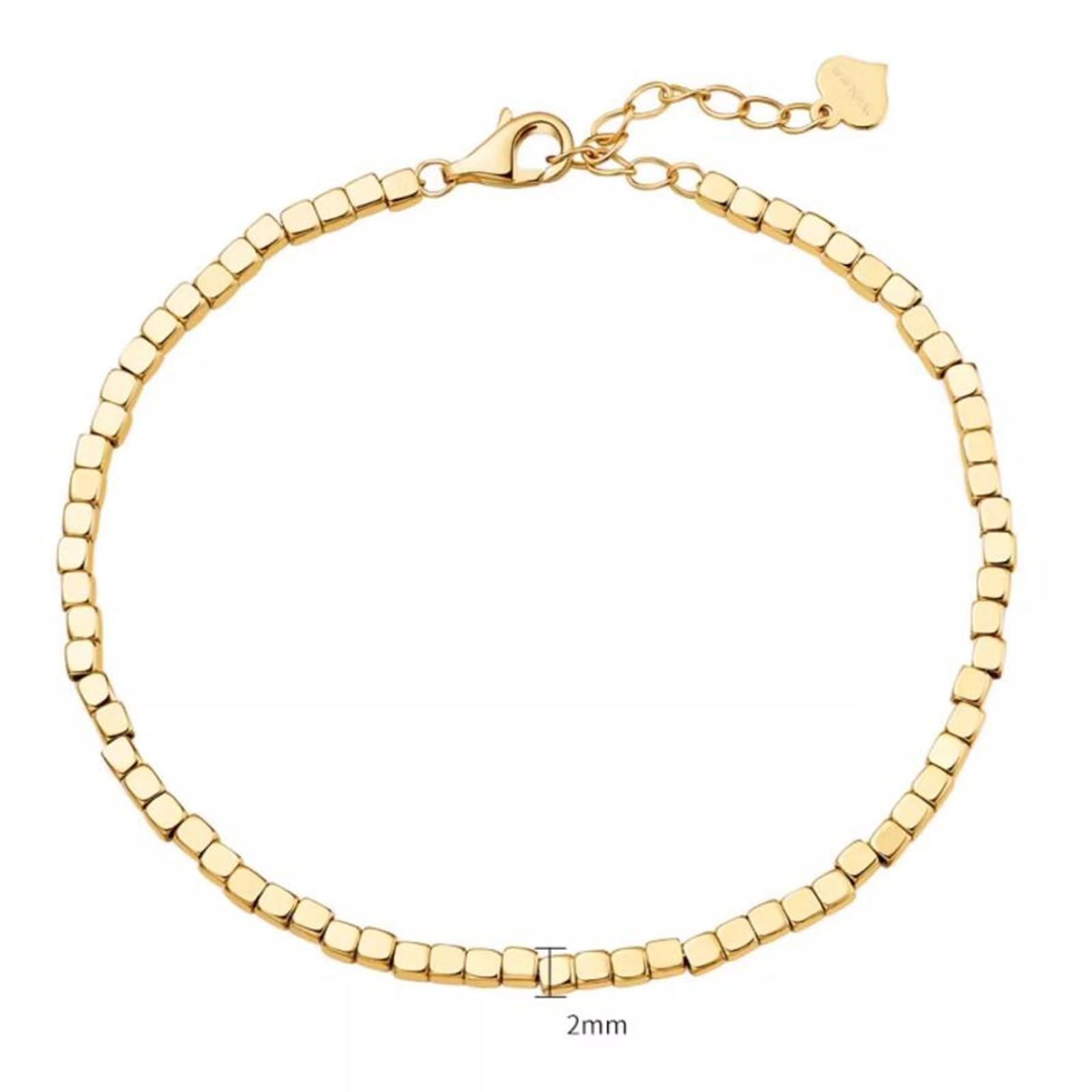 Pulseras de la amistad para mujer, oro amarillo, geometría de 2 mm, pulsera de joyería para mujer