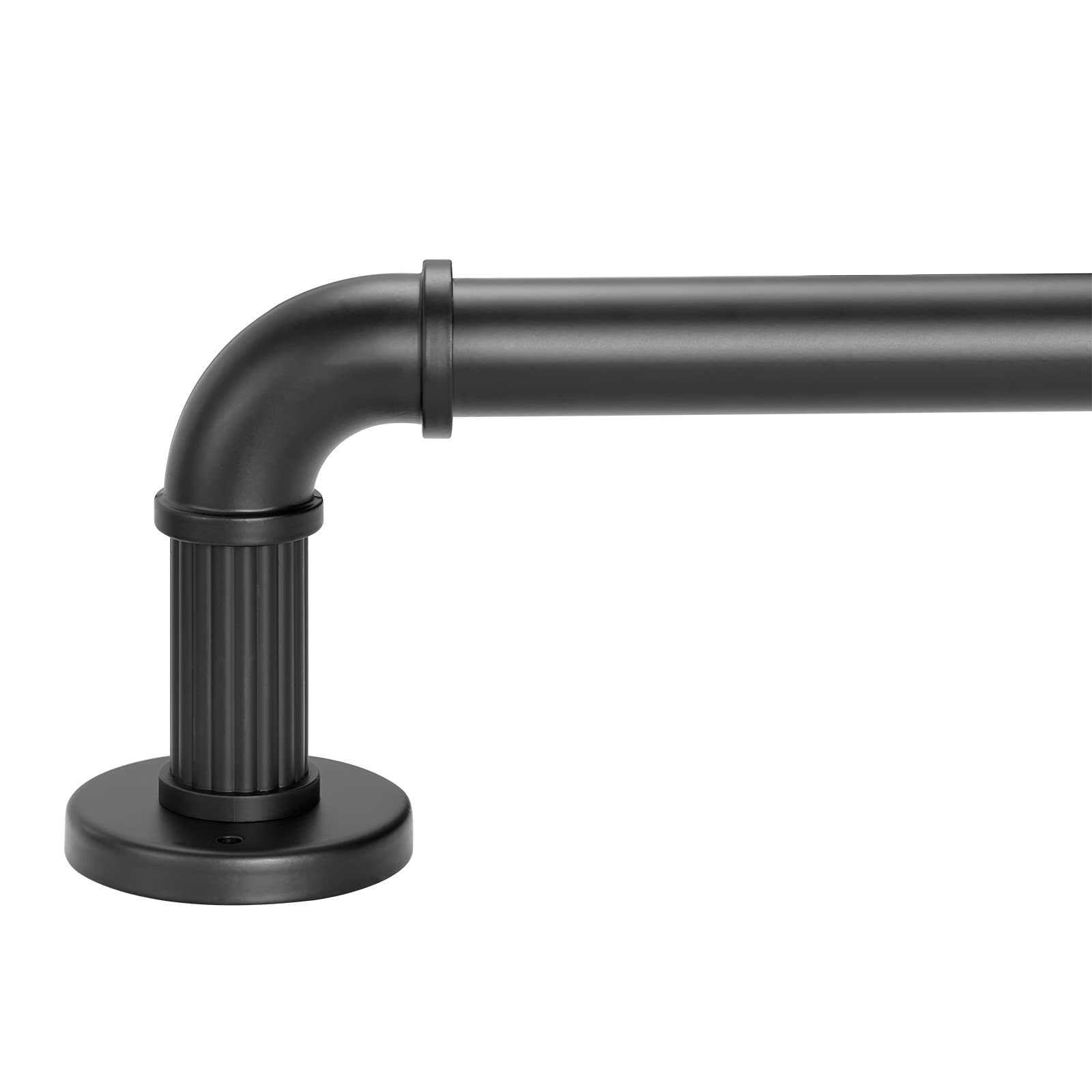 1 Inch Industrial Curtain Rods, Iron Curtain Rod for Windows 28 to 48, Black Curtain Rods, Outdoor Farmhouse Curtain Rods, Room Divider Curtain Rod (Matte Black 28-48")