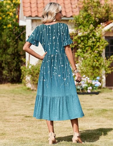Image of Zeagoo Womens Summer Dresses 2026 Casual Midi Dress Flowy Sundress Ruffle Short Sleeve Tiered Dresses A Line Boho Dress