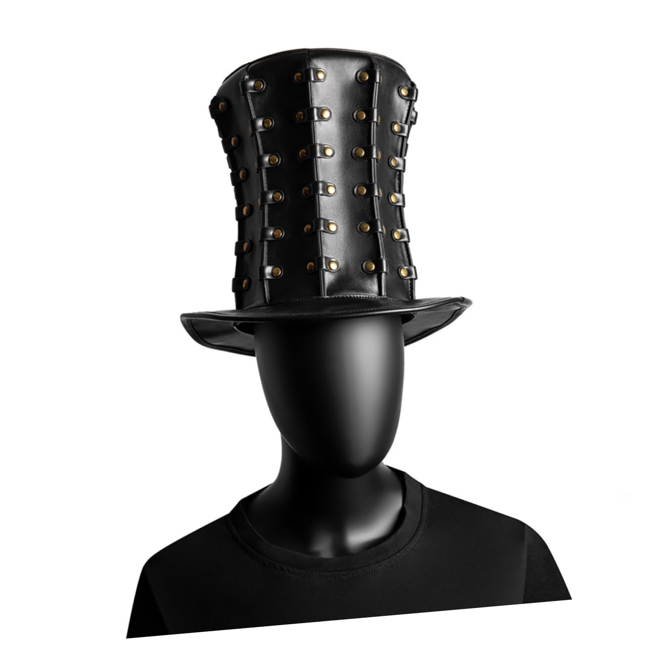 Cabilock Punk Style Hohe Kappe Halloween Hut mit Nieten Eleganter Heißer Hut für Damen und Herren Partys und Festivals Hochwertiges Leicht zu Reinigen und Vielseitig Einsetzbar