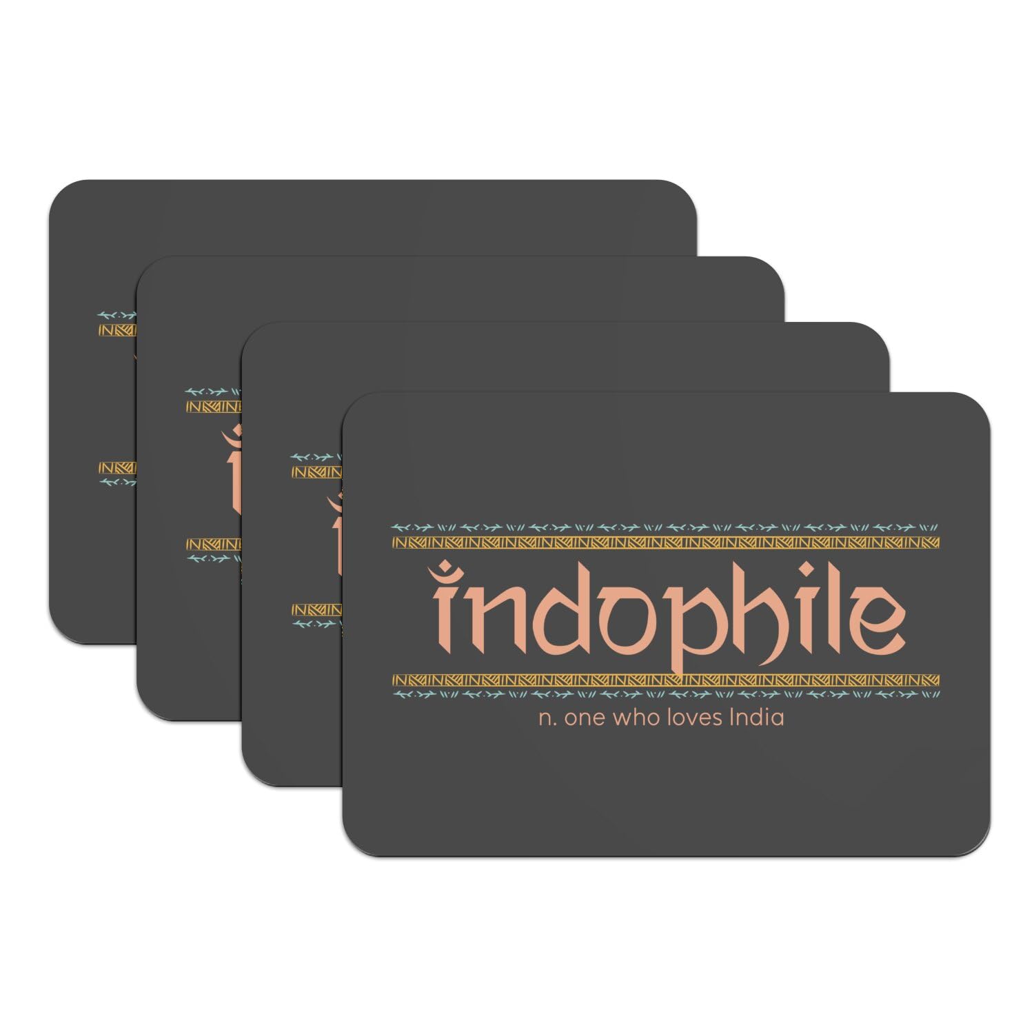 Sets de table caoutchouc noir grand format antidérapant style Inde