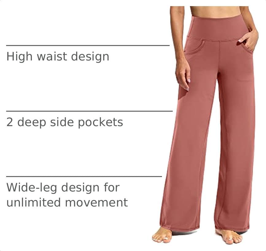 Image of Promover Wide Leg Pants for Woman Yoga Pants with Pockets Stretch