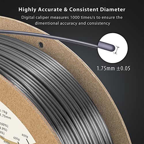 Image of DURAMIC 3D Silk PLA Filament Pure Shinny High Gloss Finish 1.75mm | 3D Printing Filament with Cardboard Spool,No-Tangling Neatly Wound Dimensional Accuracy 99% + /- 0.03mm 1KG Silk Silver