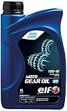 Aceite para engranajes de motocicleta Moto 10w40, 1 litro, API GL-4. El aceite para engranajes de motocicleta Elf Moto 10w40 fue desarrollado especialmente para cajas de cambios de 2 tiempos; garantiza una seguridad completa durante el cambio de marchas. Aceite base mineral seleccionado reforzado con aceite base sintético.