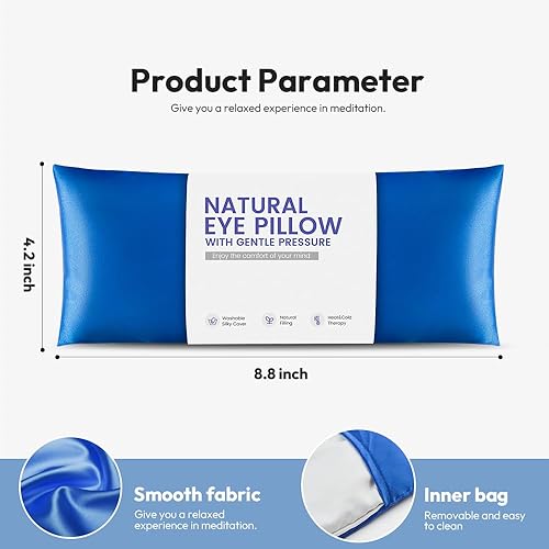 Miniatura 5 de MEISENHOME Almohadas de ojos de lavanda natural para relajación, yoga, almohada ponderada para microondas con funda lavable calentada para