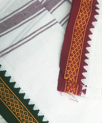 Image of Handloom Cotton + Polyester Mix God Towel | Gamcha /Angocha Towel | Fast Absorbing Bath Towels |Pack of 2 | Size 76 x 168 cm | White