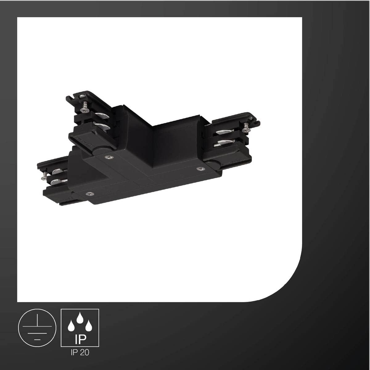 T-Verbinder für S-TRACK 3P.- Schiene, Erde, L-Version, schwarz