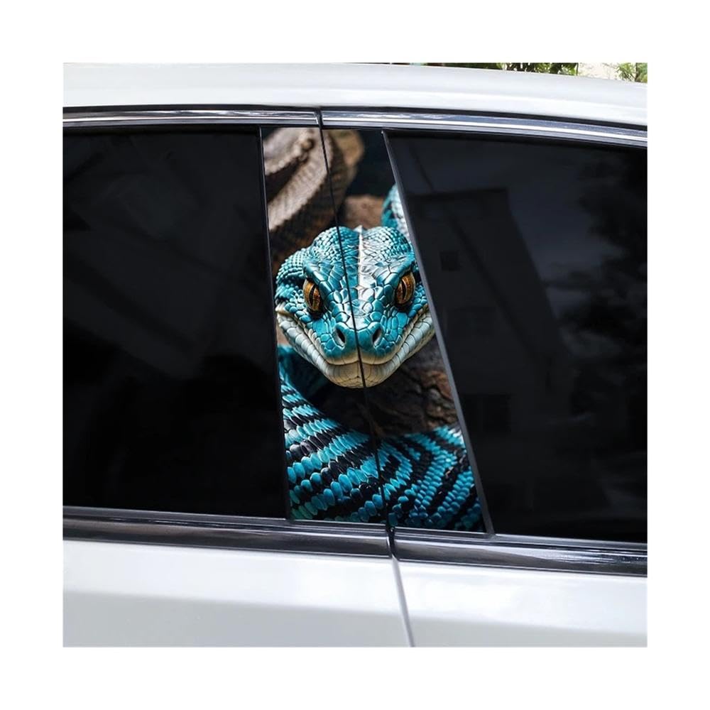 Bertdcx B 2Pcs Rose Snake Car Sticker Pillar Vinyl Door Post Waterproof Auto Parts(B)
