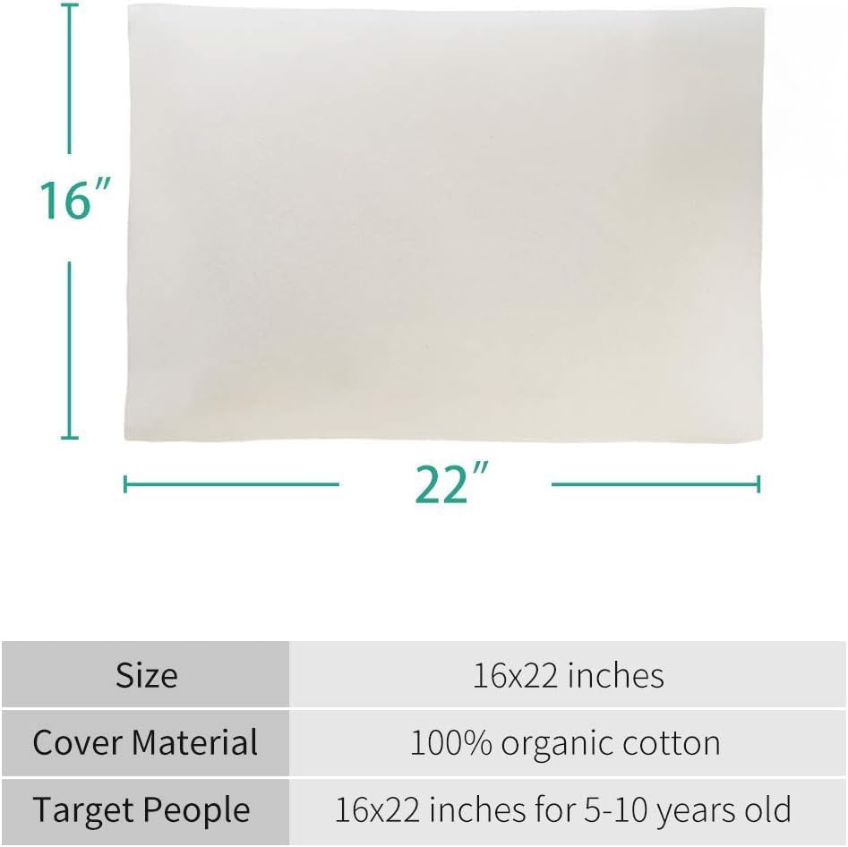Image of Organic Cotton Pillow Case - One Pack 16 inchx 22 inch Kids Pillow Cover - 300 TC Thread Count - Soft, Safe and Hypoallergenic - Off White