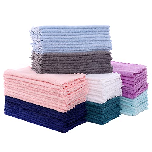 Image of Ease Cubs 72 Pack Baby Washcloths - Ultra Soft Absorbent Wash Cloths for Baby and Newborn, Gentle on Sensitive Skin for Face and Body, 8" by 8", Multicolor
