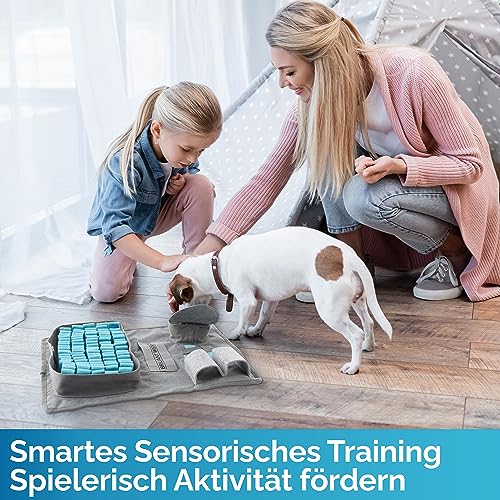 Briliantwerk®️ Schnüffelteppich Hund – Extrem widerstandsfähiges Material - 5 Trainingselemente und 3 Schwierigkeitsstufen – Das Intelligenzspielzeug für Hunde jeder Größe (Blau)
