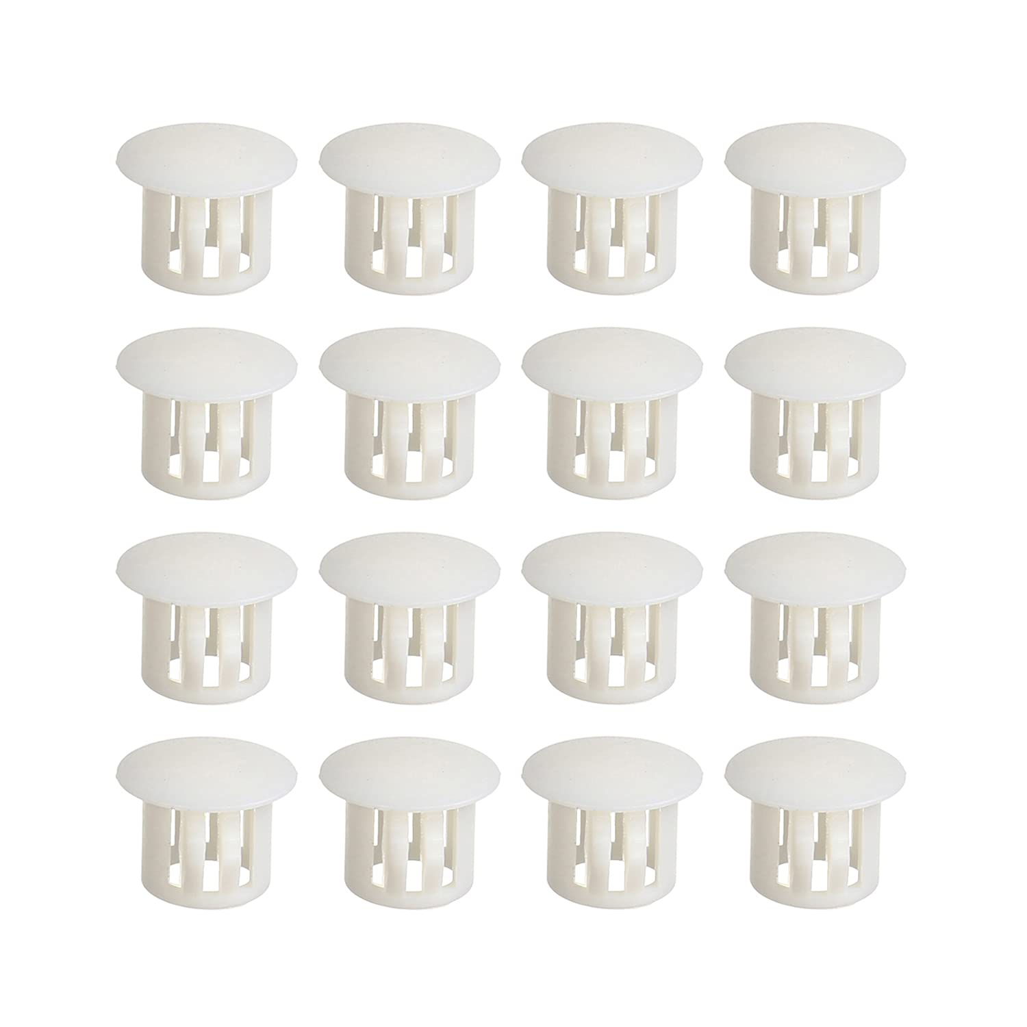 Heyiarbeit 20pcs Hole Plugs 3/8" / 10mm Nylon Plastic Round Snap in Type Locking Hole Tube Furniture Fencing Post Pipe Insert End Caps White Tone