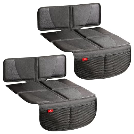 Helteko Car Seat Protector with Thickest Padding, 2 Pack Car Seat Mat for Child Baby Carseat, Auto Seat Protector from Waterproof & Stain Resistant Material for Leather and Fabric Seats