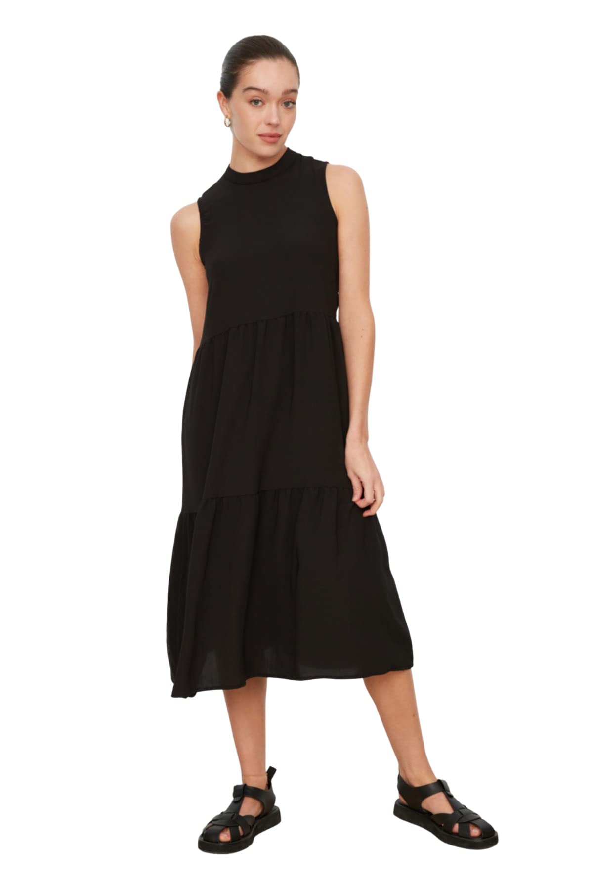 Trendyol FeMan Midi Shift Regular fit Woven Dress Schwarz