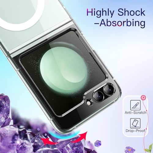 Image of MACLEN for Samsung Galaxy Z Flip 5 5G Magnetic Transparent Case | Shock Proof Design & Camera Protection | Magsafe Wireless Charging case | Sleek Hard Crystal Cover - Clear Back