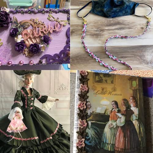 SEWDIYTR Flower Trim Ribbon Color Floar DIY Lace Applique Sewing Craft Lace Edge Trim for Wedding Dresses Embellishment DIY Party Decor Clothes 6 Yards - Thumbnail 5