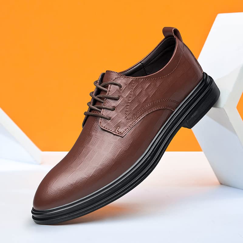 New Leather British Style Handmade Men Shoe Evening Dress OxFords Office Shoes Carving Men's Dress Classic Business Forma for Men (Brown 1, 39)