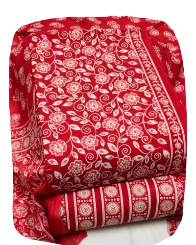 Image of DRAVINAM Trends Women's Premium Cambric Cotton Jaipuri Printed Unstitched Salwar Suit Dress Material with Mulmul Cotton Dupatta