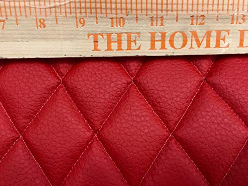 luvfabrics Diamond Quilted Faux Leather Vinyl Foam Backed- Automotive, Headliner, Furniture Upholstery, DIY Projects, Headboards, Home Decor & More! 54" Wide (RED) - Image 4