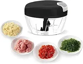 Processador Manual de Alimentos, 500ml, Lâminas Triplas em Aço Inox - Picar, Cortar, Triturar e Misturar Cebola, Ervas, Frutas, Verduras