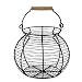 Produktbild Flexzion Draht Eierkorb mit klassischen Holzgriff für Eier, Vintage-Stil Drahtkorb für Küchen, KitchenCraft Aufbewahrungskorb mit Griff, Gathering Basket, Korb, Speicherkorb, Schwarz