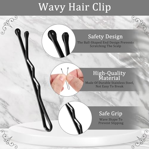 HJZHII 50 sztuk 3,5 cm Bobby Pins, spinki do włosów, dla kobiet, dziewcząt, dzieci (czarne)