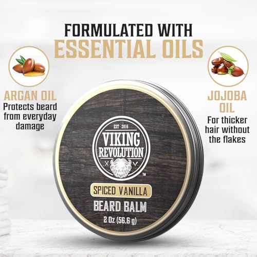 Viking Revolution - Ultimate Beard Kit Spiced Vanilla - Beard Grooming Kit for Men with Beard Brush, Beard Comb, Beard Balm, Beard Oil, Beard and Moustache Scissors - Husband Gifts for Men - Image 3