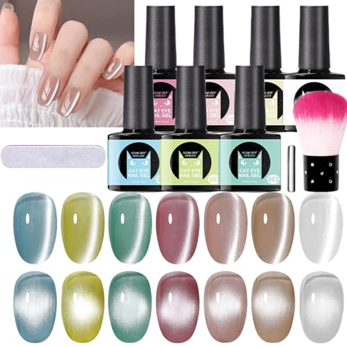 Esmalte De Uñas En Gel Magnético | 7 Colores Esmalte Magnético Con Pincel - Set de para Uñas de Larga Duración,para Mujeres Esposa Manicura Fiestas Vacaciones Uso Diario Formal Casual Festivos y