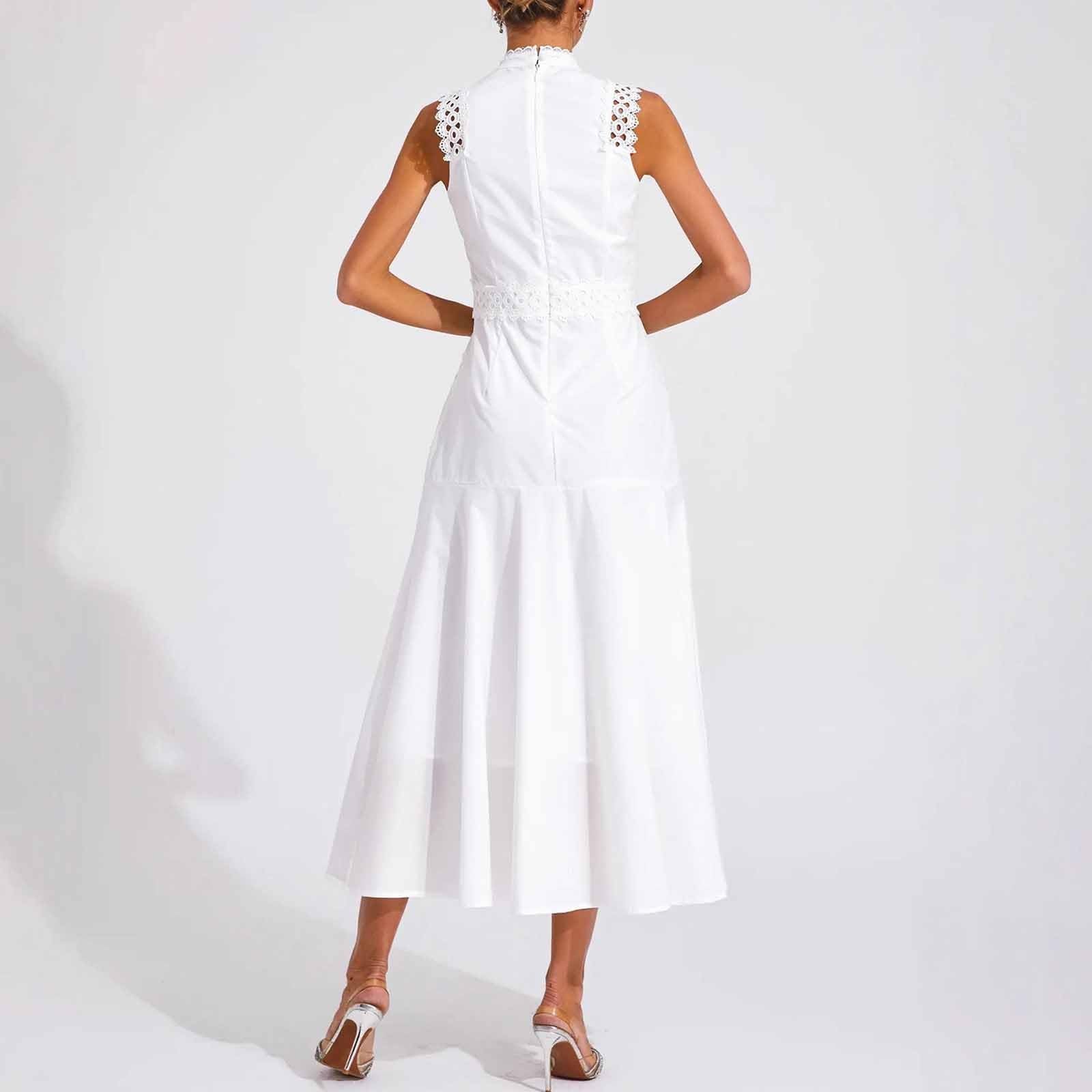 Generico Vestito Estivo Donna Senza Maniche,Abito Casual Senza Maniche con Stampa Floreale E Spacco Frontale con Laccetti Ideale per Feste Estive E per Tutti I Giorni