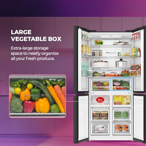 Image of Haier 520 L 3 Star Lumiere Frost Free Triple Inverter French Door Side by Side Refrigerator (HRB-600MP, Mauve Pink, Magic Convertible Zone, Vogue Colourful Steel, Deo Fresh Technology, 2026 Model)