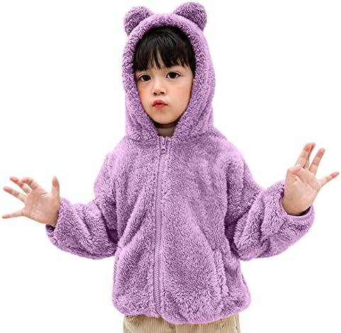 Mousmile Toddler Baby Fleece Lined Jacket with Cute Ear Hood,Panda Print Sherpa Warm Coat Kids Cozy Outwear