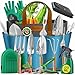 KESSER® Gartenwerkzeug Set 10-teilig mit ergonomischen Holzgriffen inkl. wasserdichte Tasche aus 600D Oxford-Material, Knieschoner, Pflanzmatte, Sprühflasche, Gartenschere, Handschuhe für Gartenarbeit