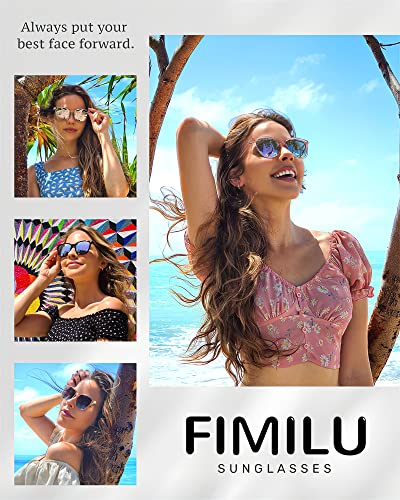 FIMILU 2 Packs Sunglasses for Women Polarized UV400 Protection Lens Big Frame Fashion Glasses Trendy Stylish Shade3
