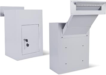 flybold Drop Slot Safes Key Drop Box Mail Slots for Walls Tall Wall Safe Dual Access Dropbox has Tubular Key Locking Anti Fishing Baffle Serves as Mail Catcher Mailbox and Mounted Drop Box Deposit