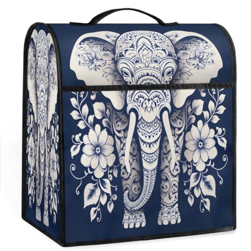 Coffee Maker Cover Bohemia Elephant Floral Kitchen Appliance Covers Small Appliance Covers Blender Cover Juicer Cover Dust Covers for Kitchen Appliances with Top Handle and Pockets,Washable,C838