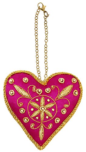 チャーム ザリ刺繍 ハート ピンク 9×10 65319804