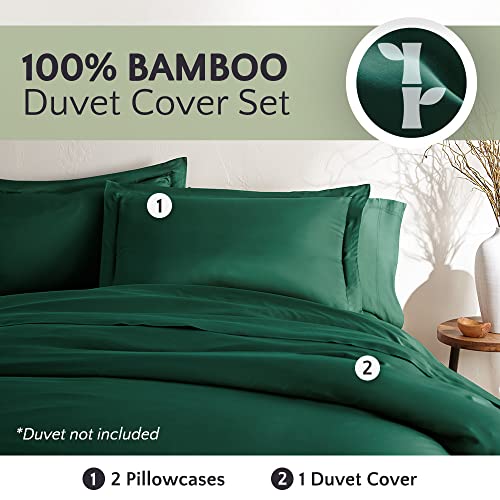 Bamboo Is Better Duvet Cover Set | Luxury Bamboo Duvet Bedding Set | 3 Piece Bed Set | 100% Bamboo Viscose Cooling Duvet Covers | Silky, Soft & Durable Bedspread (Full/Queen, Emerald Green) #TOP1