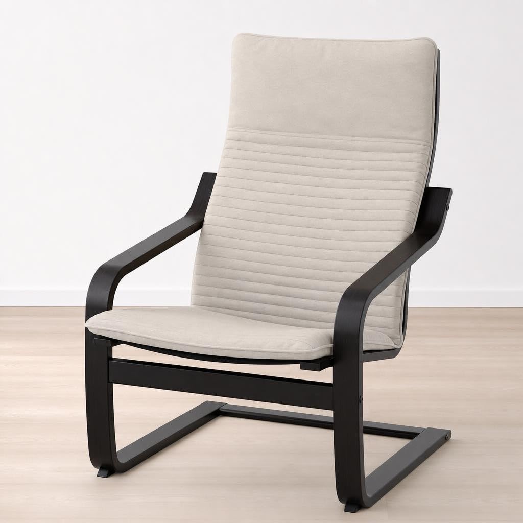 Amazon.co.jp: IKEA Poang アームチェア ブラック ブラウン クニサ
