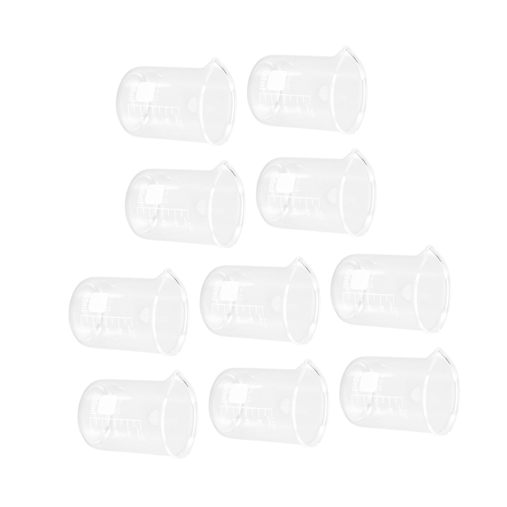 Set 10 Misurini in Vetro Trasparente Da 100 Ml Scala Graduata, Bicchieri Di Misurazione Precisi Per Cucina e Laboratorio, Becher Per Liquidi Facile Lettura e Durevoli