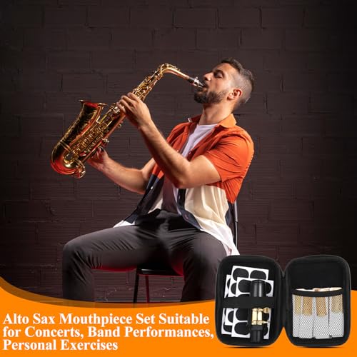 HANLANXUE 49 Pcs Alto Saxophone Mouthpiece Kit, Includes Gold Sax Ligature, Saxophone Mouthpieces, Plastic Cap, 21 Sax 2.5 Reeds, 24 Mouthpiece Pads, 1 EVA Storage Case for Alto Sax Parts Accessories - Thumbnail 7