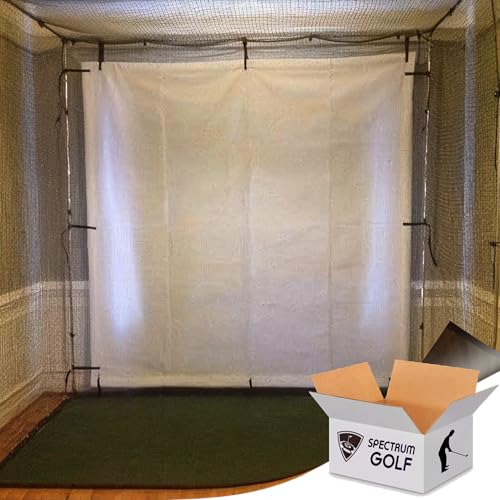 SPECTRUM GOLF SIMULATORS 10 x 10 x 12 Golf Cage with Net and Screen, Green, Golf, Metal, Nylon, Plastic, 1 Inch, Rectangular