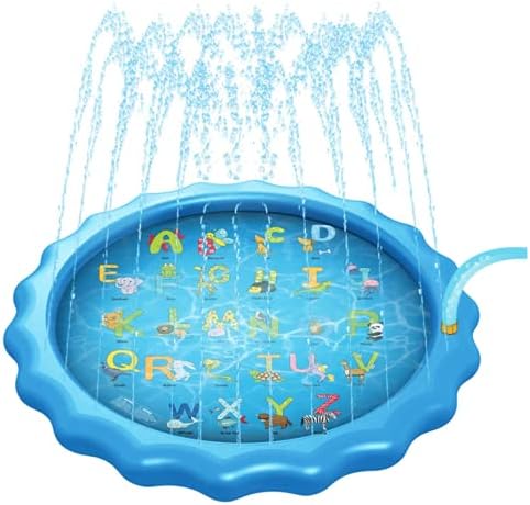 GIMTVTION Sprinkler for Kids, Splash Pad Mat 68" Toddler Water Toys Fun Outdoor Inflatable Sprinkler Water Toys for Over 3 Years Old Baby and Toddler Girls Boys Children Outdoor Party (Animal)