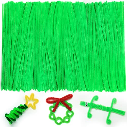 Iooleem 200pcs Green Pipe Cleaners, Chenille Stems, Pipe Cleaners for Crafts, Pipe Cleaner Crafts, Art and Craft Supplies.