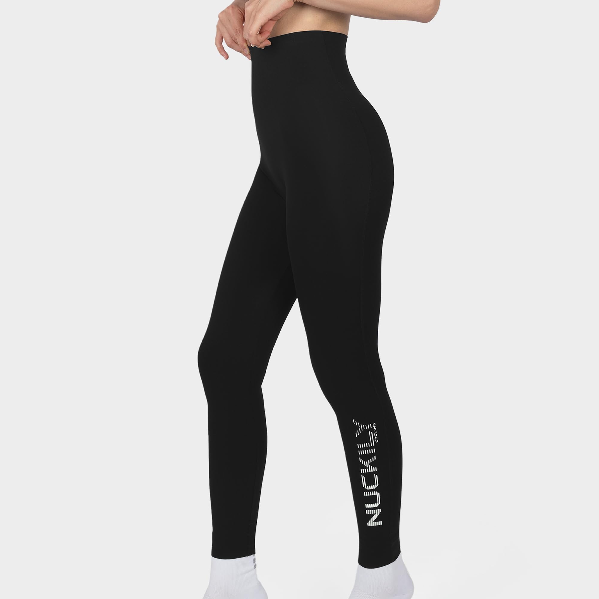 NUCKILY Pantaloni lunghi da ciclismo da donna, con imbottitura 4D, pantaloni da ciclismo a vita alta, per equitazione su strada su ghiaia