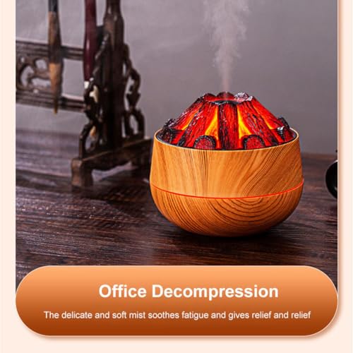 Image of Charcoal Flame Humidifier & Diffuser | LED Atmosphere Light, Aromatherapy Oil Diffuser | Noiseless & Safe with Auto Power Off for Home /Office