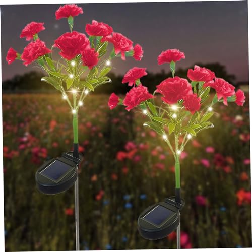 Lampe solaire œillet rouge étanche 2 pièces pour éclairage extérieur de cour