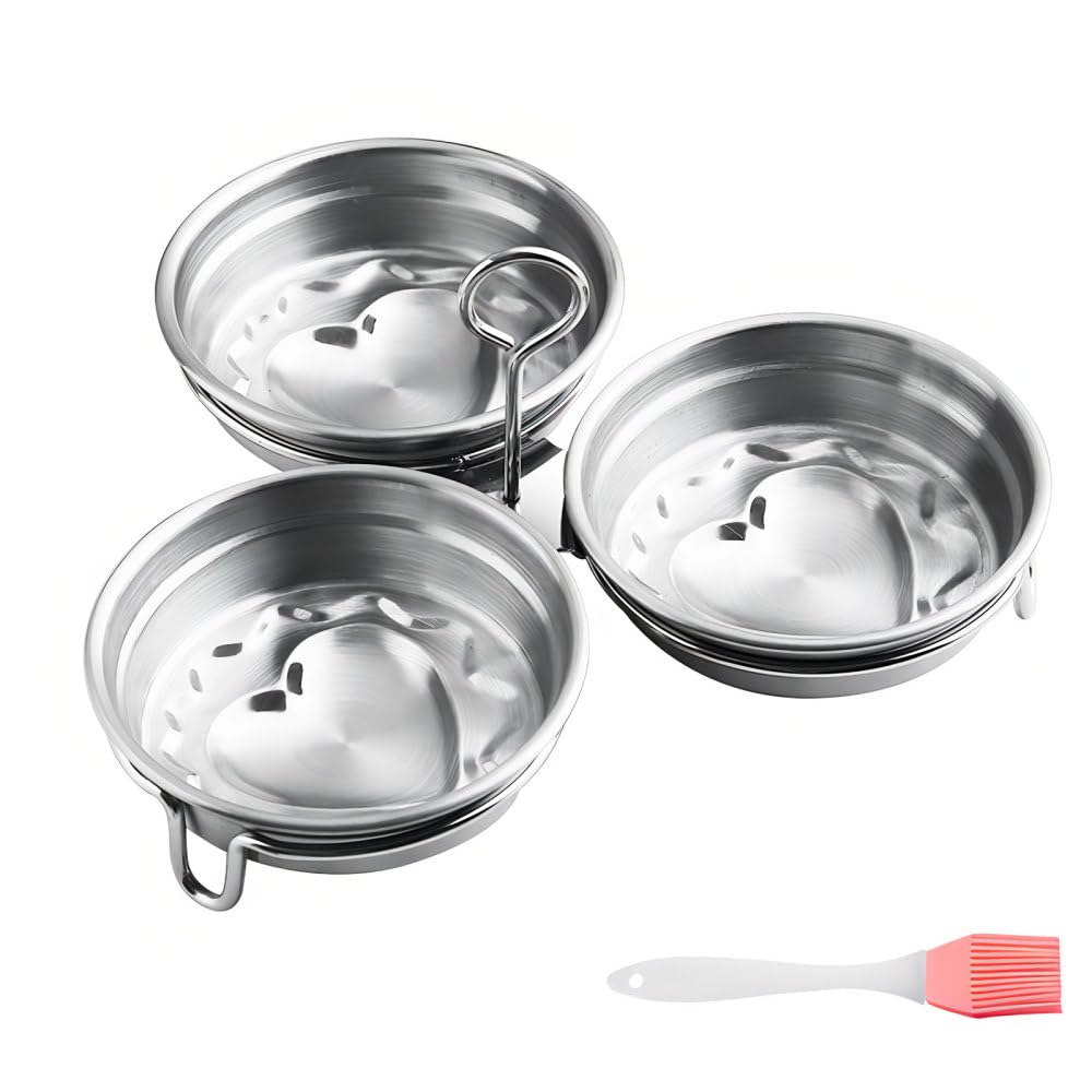 Pocheuse à œufs en acier inoxydable 3 tasses pour la cuisine