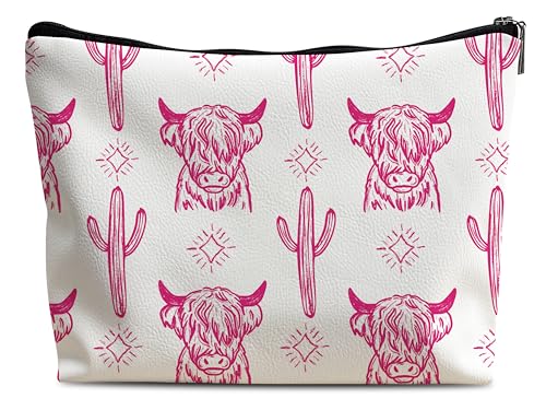Image of Western Makeup Bag - Cowgirl Stuff, Cow Makeup Bag - Leather COW L