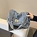 Denim Tote Bag for Women Jean Purses Adjustable Chain Shoulder Handbag Crossbody Bag Retro Zipper Trendy Hobo Purse light blue